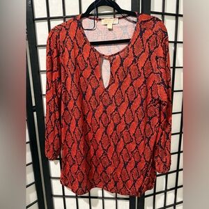 MICHAEL Michael Kors Red and Black Patterned Blouse